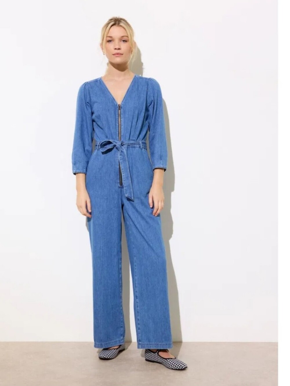 OLIVER BONAS US 6

Denim Striped Zip Up Jumpsuit NWOT